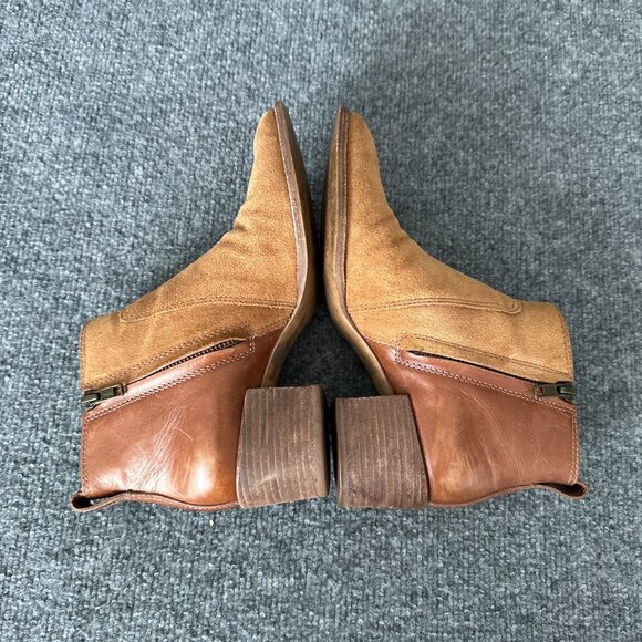 Madewell Asher Booties Womens 7 Brown Suede Leather Side Zip Heel Casual Boots - Picture 10 of 16